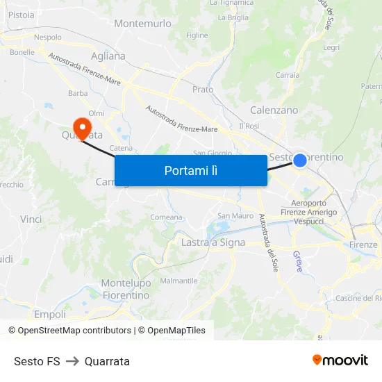 Sesto FS to Quarrata map