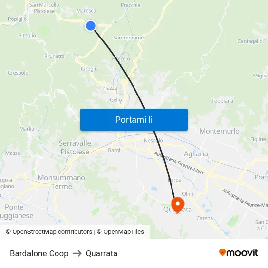Bardalone Coop to Quarrata map