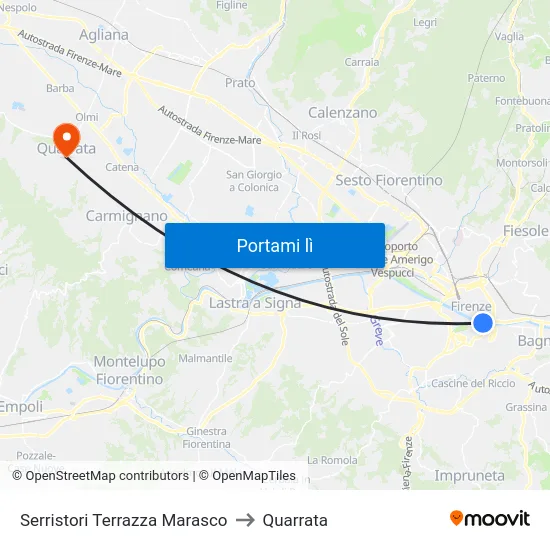 Serristori Terrazza Marasco to Quarrata map