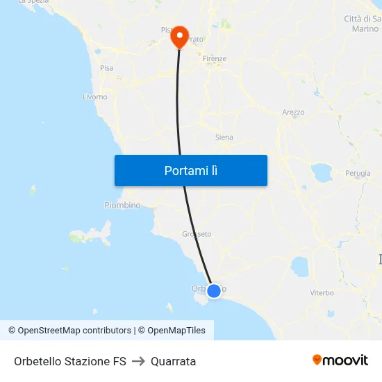 Orbetello Stazione FS to Quarrata map