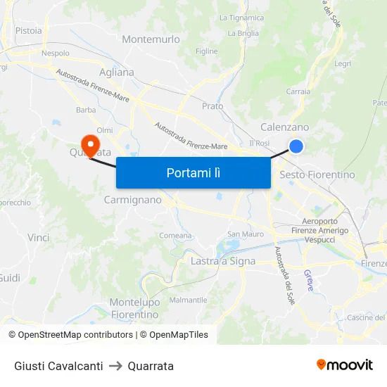 Giusti Cavalcanti to Quarrata map