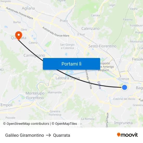 Galileo Giramontino to Quarrata map