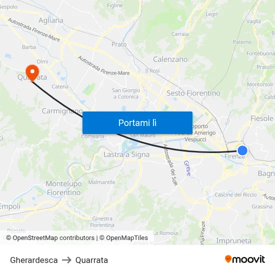 Gherardesca to Quarrata map
