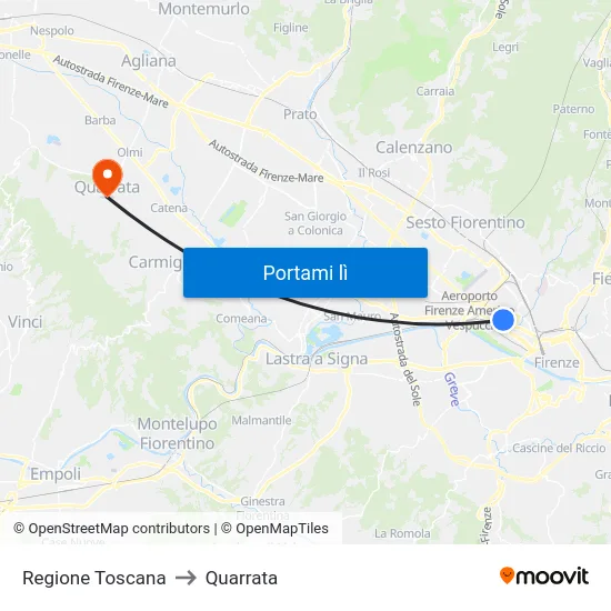 Regione Toscana to Quarrata map