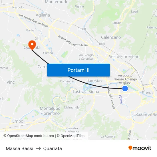 Massa Bassi to Quarrata map