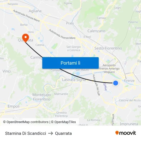 Starnina Di Scandicci to Quarrata map