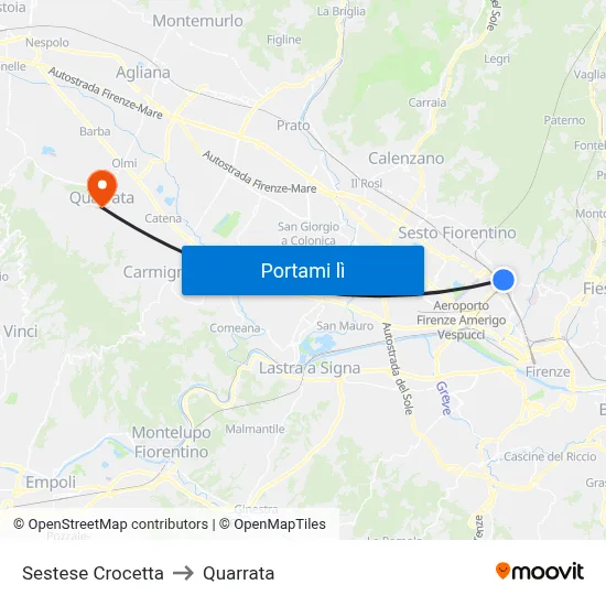 Sestese Crocetta to Quarrata map