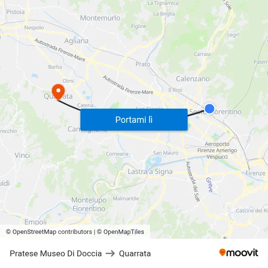 Pratese Museo Di Doccia to Quarrata map