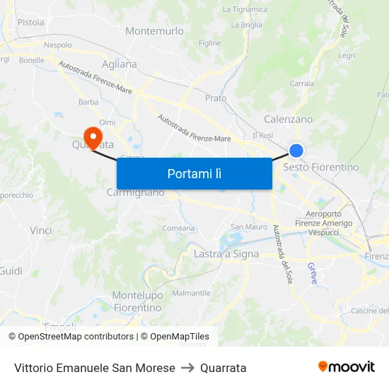 Vittorio Emanuele San Morese to Quarrata map