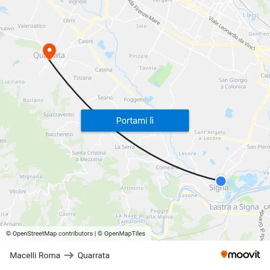 Macelli Roma to Quarrata map