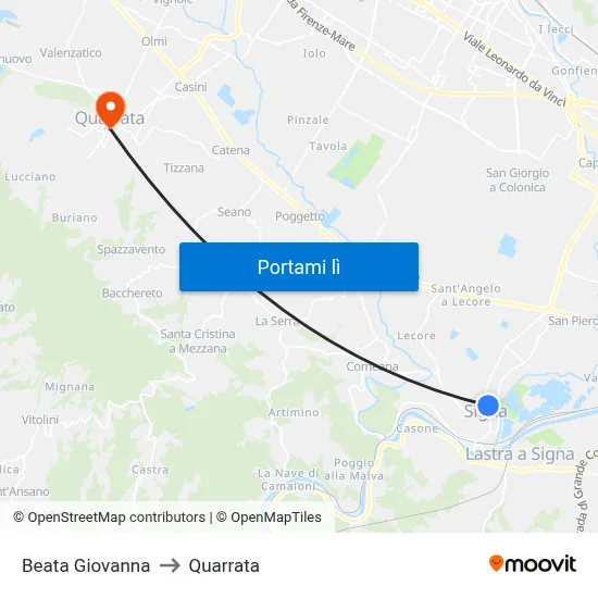 Beata Giovanna to Quarrata map