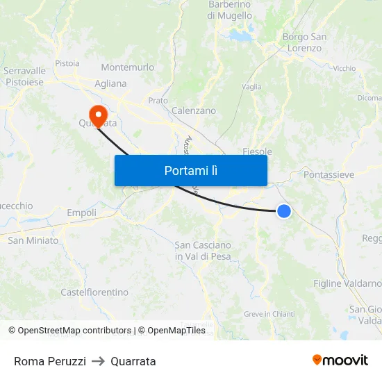 Roma Peruzzi to Quarrata map