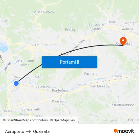 Aeroporto to Quarrata map