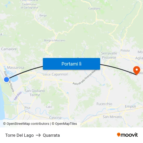 Torre Del Lago to Quarrata map