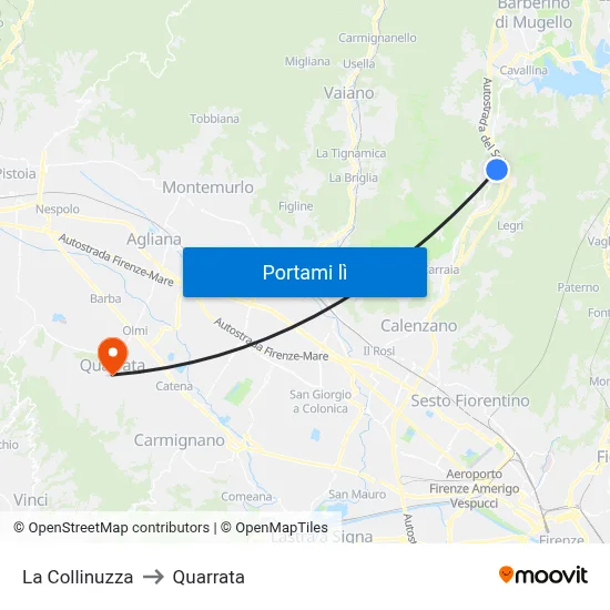 La Collinuzza to Quarrata map