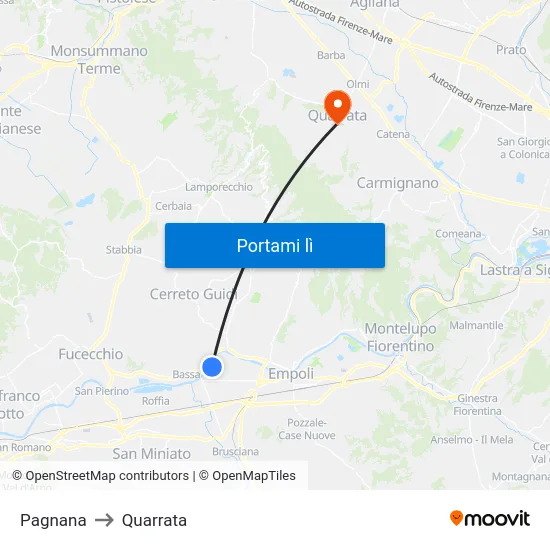 Pagnana to Quarrata map