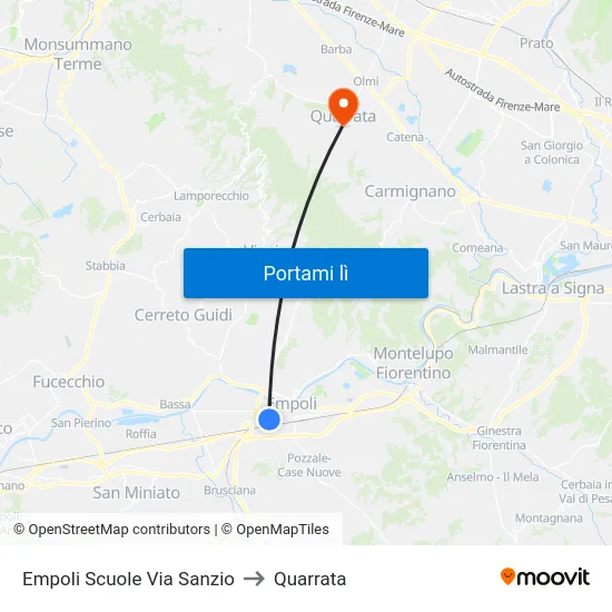 Empoli Scuole Via Sanzio to Quarrata map