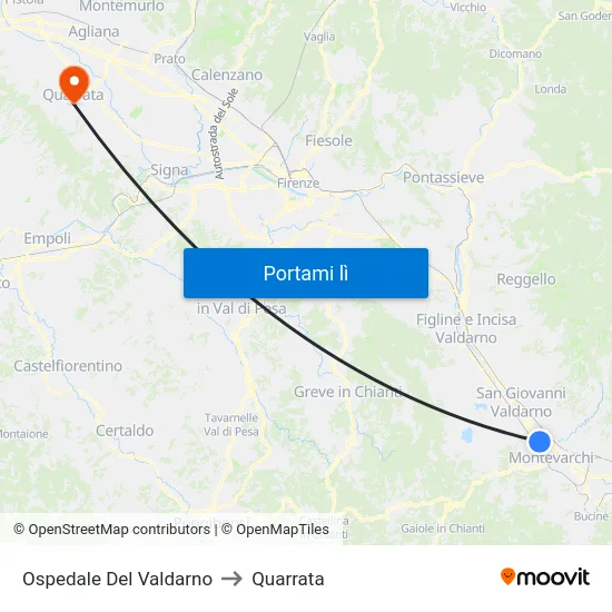 Ospedale Del Valdarno to Quarrata map