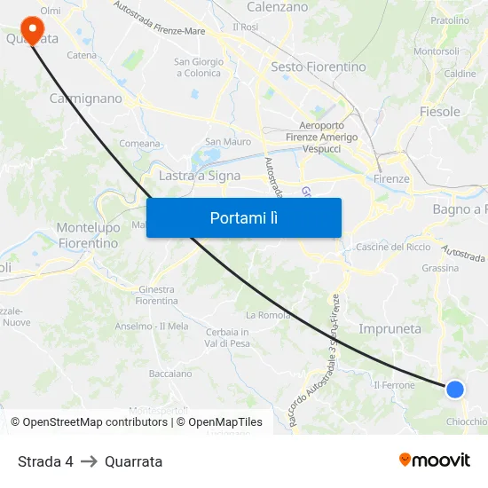 Strada 4 to Quarrata map