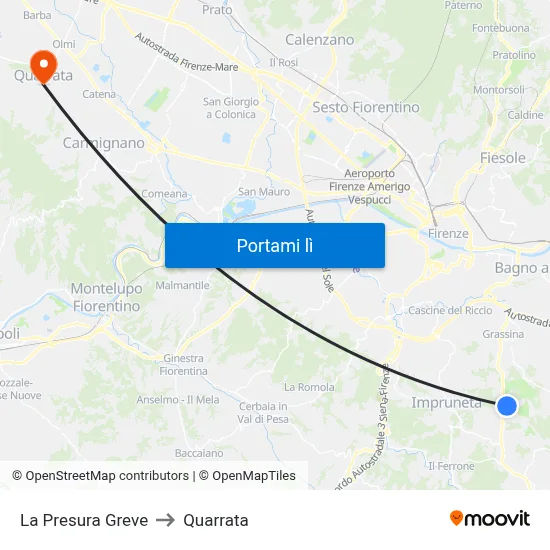 La Presura Greve to Quarrata map