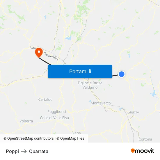 Poppi to Quarrata map