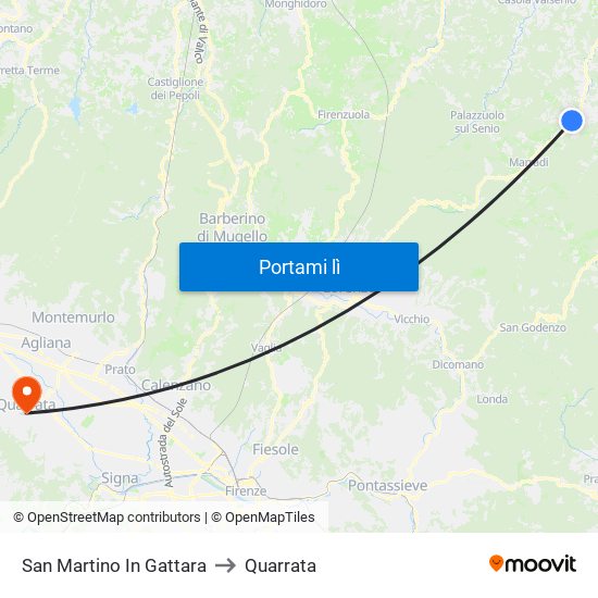 San Martino In Gattara to Quarrata map