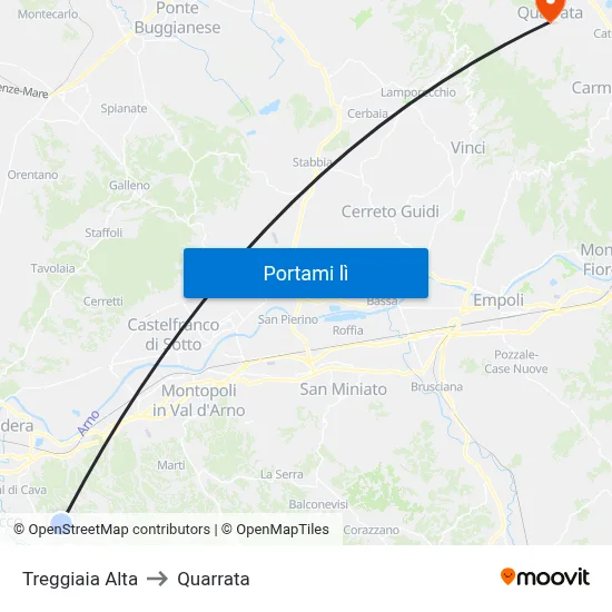 Treggiaia Alta to Quarrata map