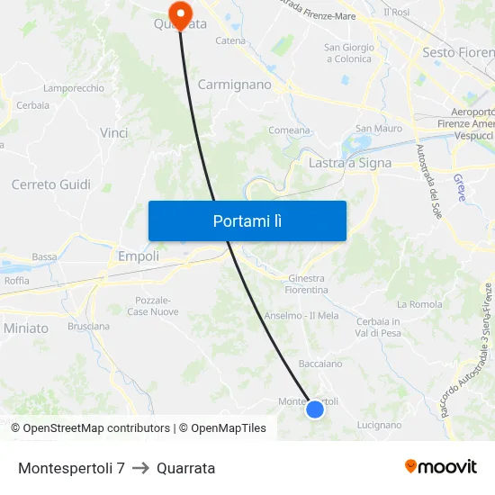 Montespertoli 7 to Quarrata map