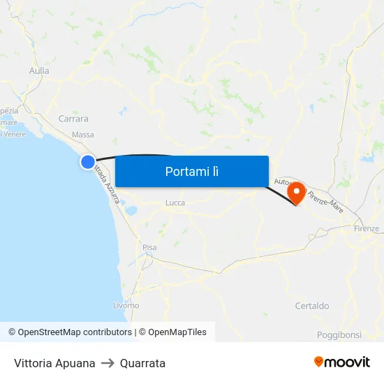 Vittoria Apuana to Quarrata map