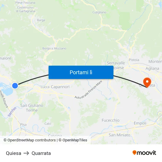 Quiesa to Quarrata map