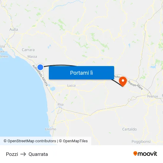 Pozzi to Quarrata map