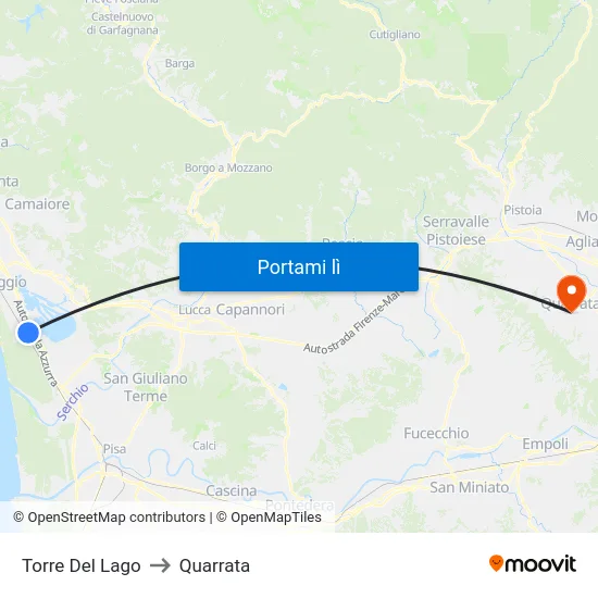 Torre Del Lago to Quarrata map