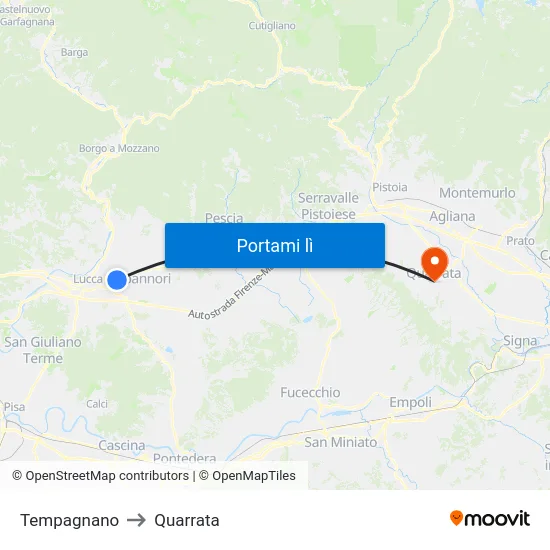 Tempagnano to Quarrata map