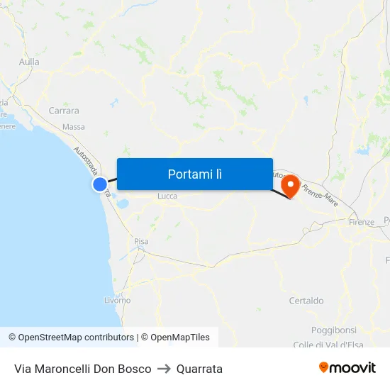 Via Maroncelli Don Bosco to Quarrata map