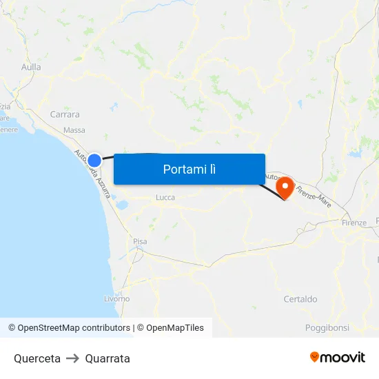 Querceta to Quarrata map