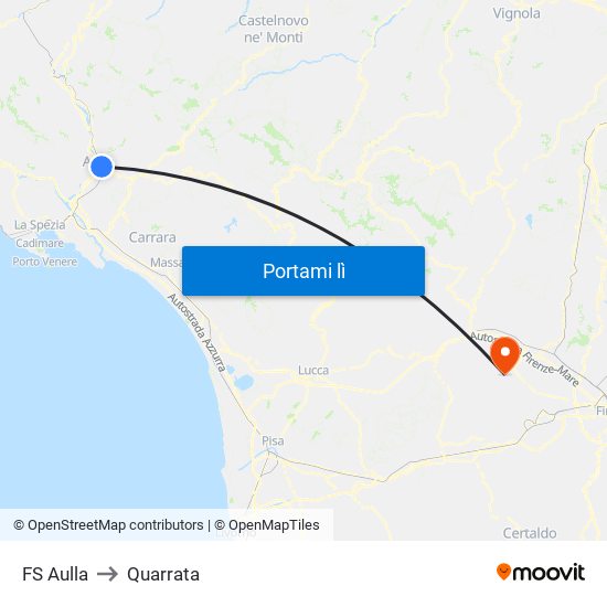FS Aulla to Quarrata map