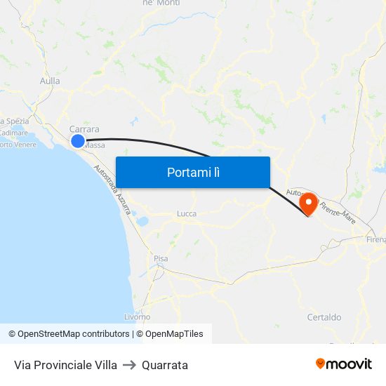 Via Provinciale Villa to Quarrata map