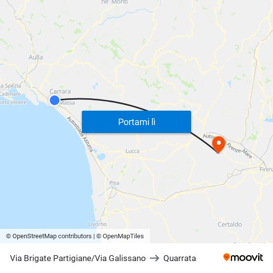 Via Brigate Partigiane/Via Galissano to Quarrata map