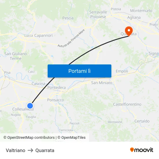 Valtriano to Quarrata map