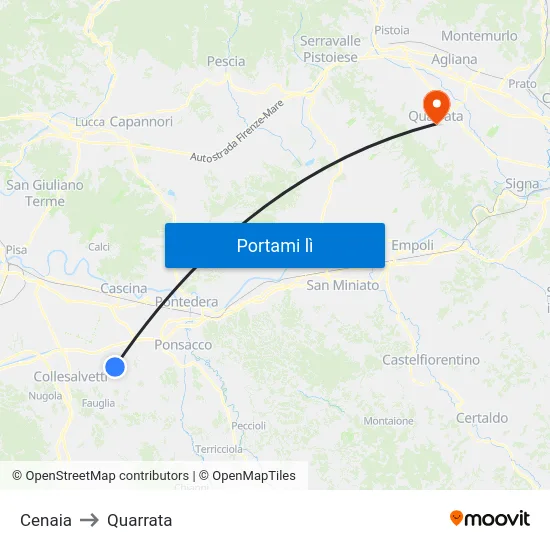 Cenaia to Quarrata map