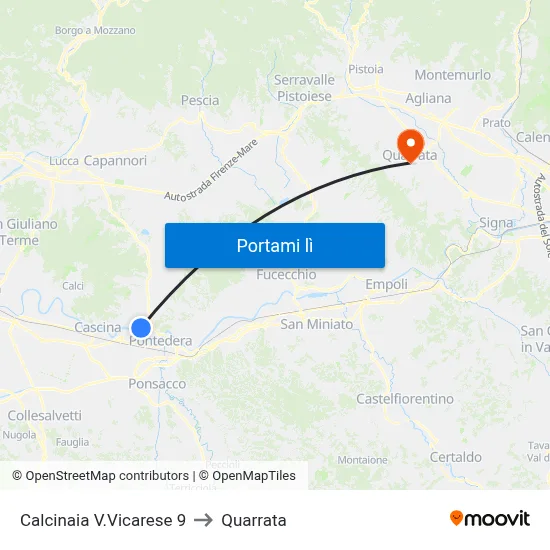 Calcinaia V.Vicarese 9 to Quarrata map