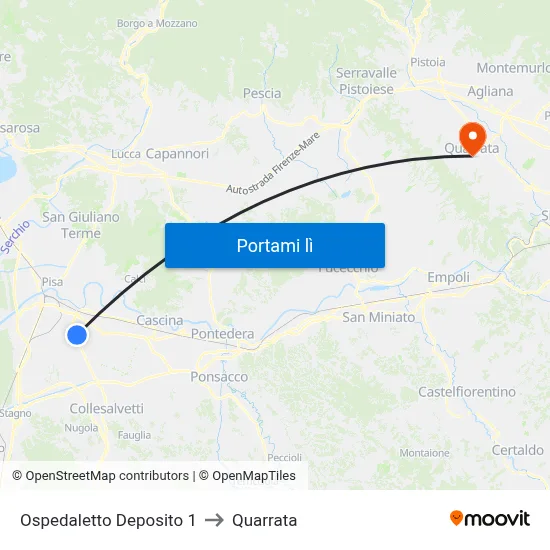 Ospedaletto Deposito 1 to Quarrata map