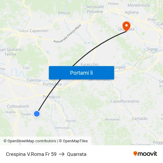 Crespina V.Roma Fr 59 to Quarrata map