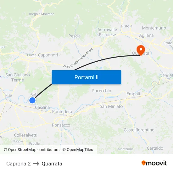 Caprona 2 to Quarrata map