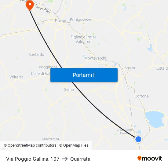 Via Poggio Gallina, 107 to Quarrata map