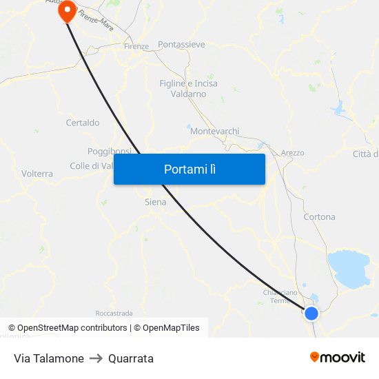Via Talamone to Quarrata map
