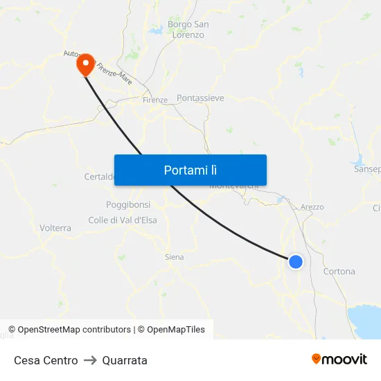 Cesa Centro to Quarrata map