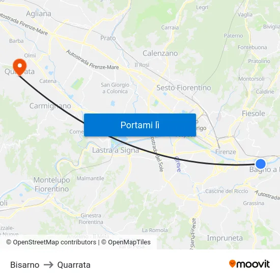 Bisarno to Quarrata map