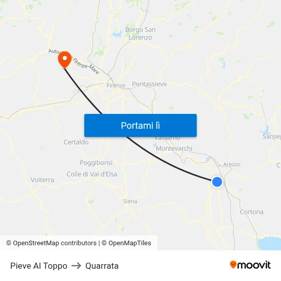 Pieve Al Toppo to Quarrata map