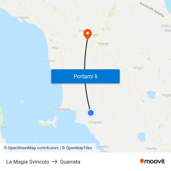 La Magia Svincolo to Quarrata map